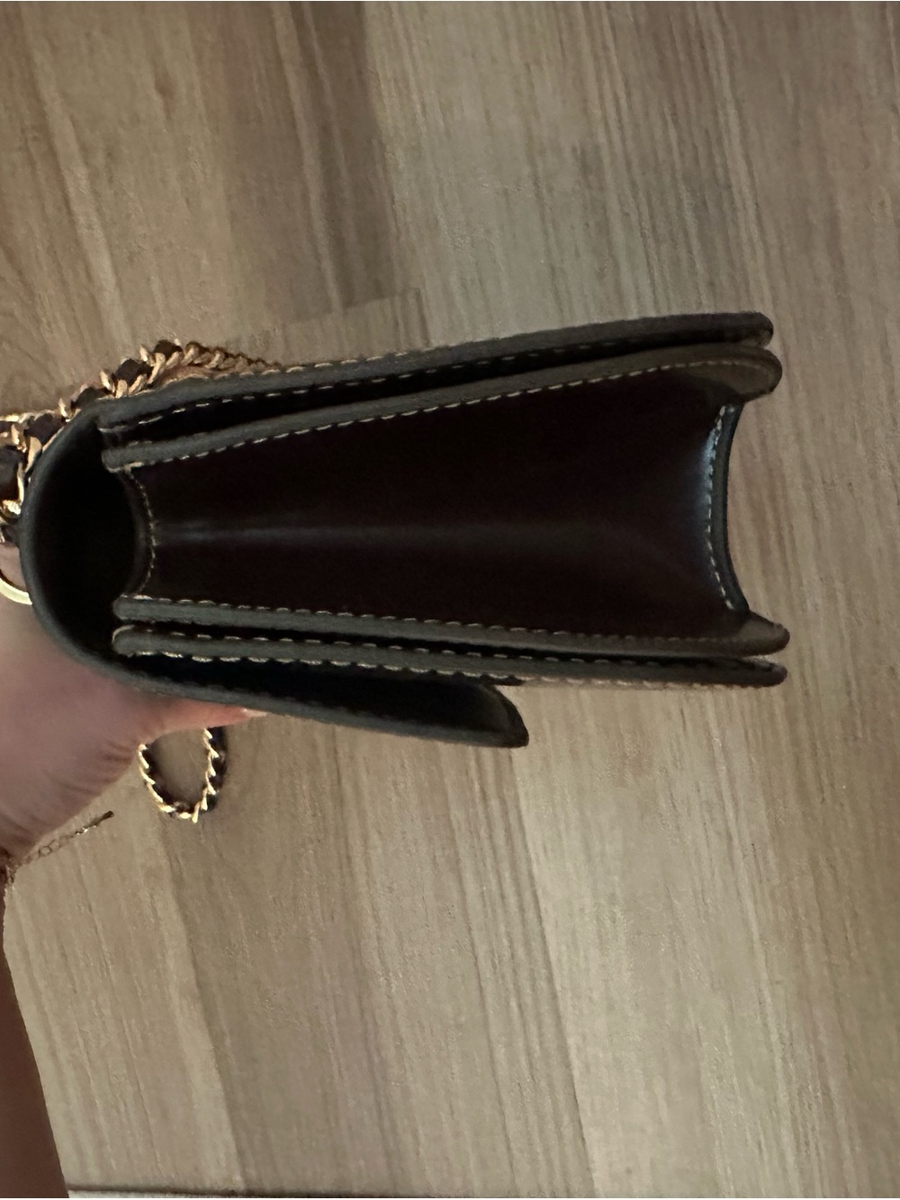 Tory Burch Dark Brown Leather Crossbody with Gold Chain - Picture 6 of 7